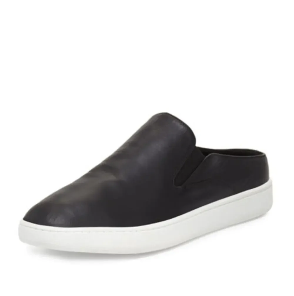 VINCE Verrell Slip-On Leather Sneaker in Black Size 8